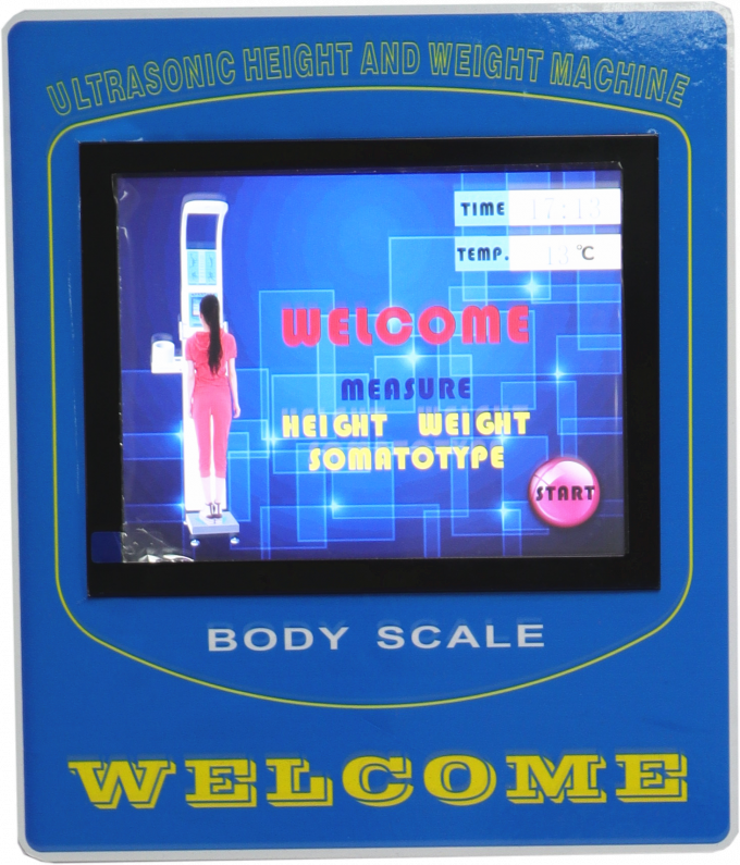 Vouwbare Hoogte en Gewichtsschaal met Bloeddruk en Lichaamsvetlcd het Reclamescherm/Touch screen